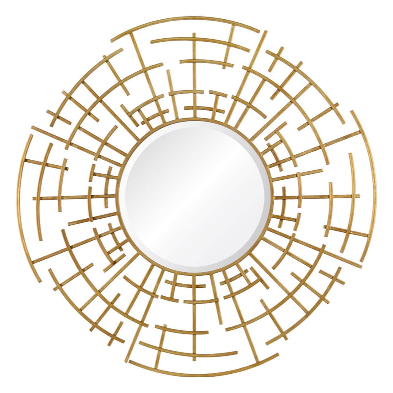 Golden Decorative Round Mirror - front_view
