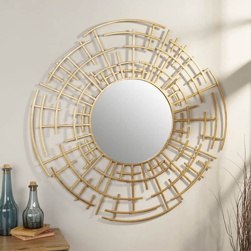 Golden Decorative Round Mirror - top_view