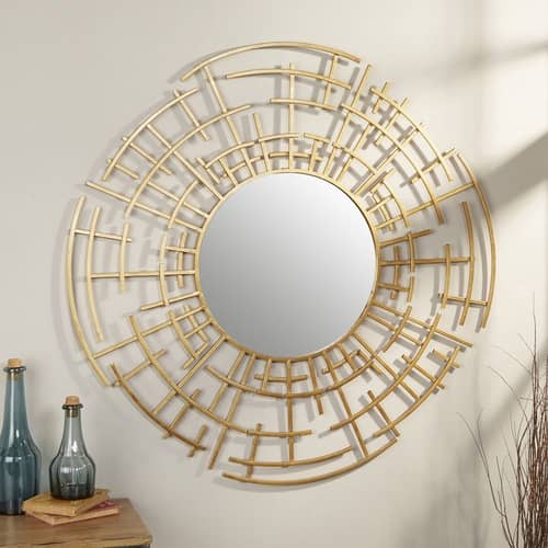 Golden Decorative Round Mirror