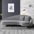 Round Arm Curved Couch in Velvet - photo