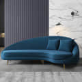 Round Arm Curved Couch in Velvet - top_view