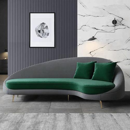 Round Arm Curved Couch in Velvet