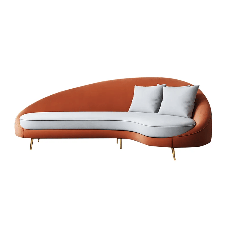 Round Arm Curved Couch in Velvet - left_view