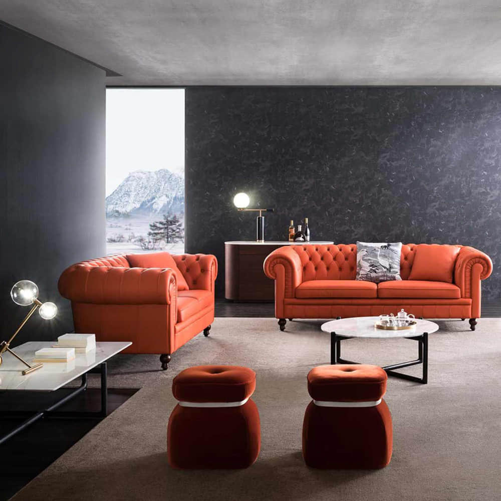 Modern 4 Seater Sofa With Orange Color - photo