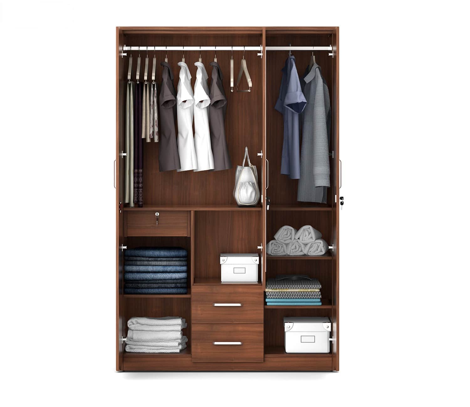 Catalina Engineered Wood 3 Door Wardrobe - rear_view