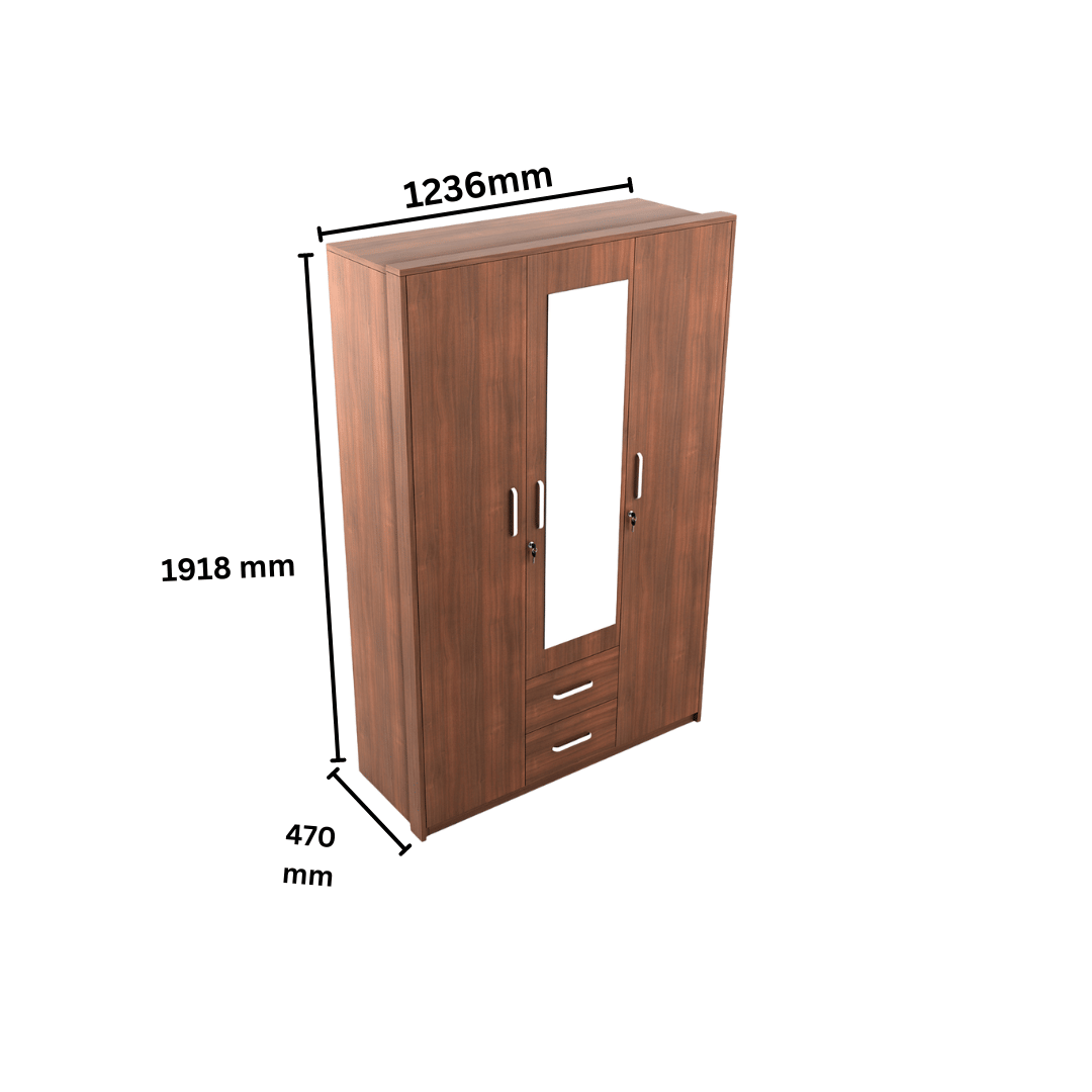 Catalina Engineered Wood 3 Door Wardrobe