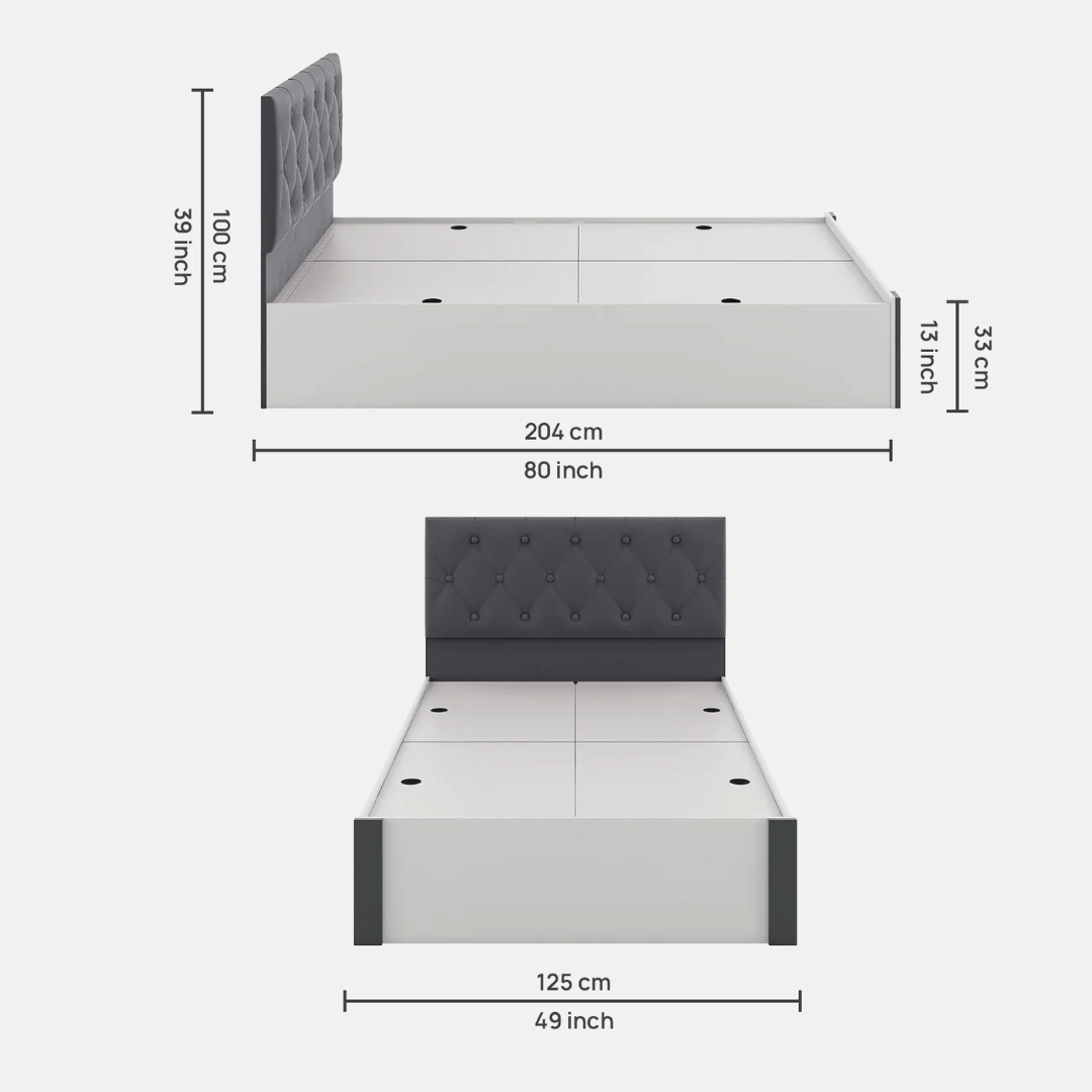 Eva King Size Bed with storage - rear_view