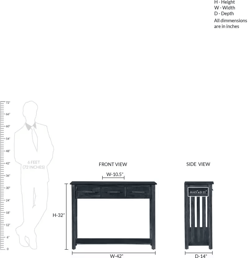 Hana Solid Sheesham Wood Console Table for Living Room