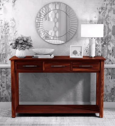 Hana Solid Sheesham Wood Console Table for Living Room