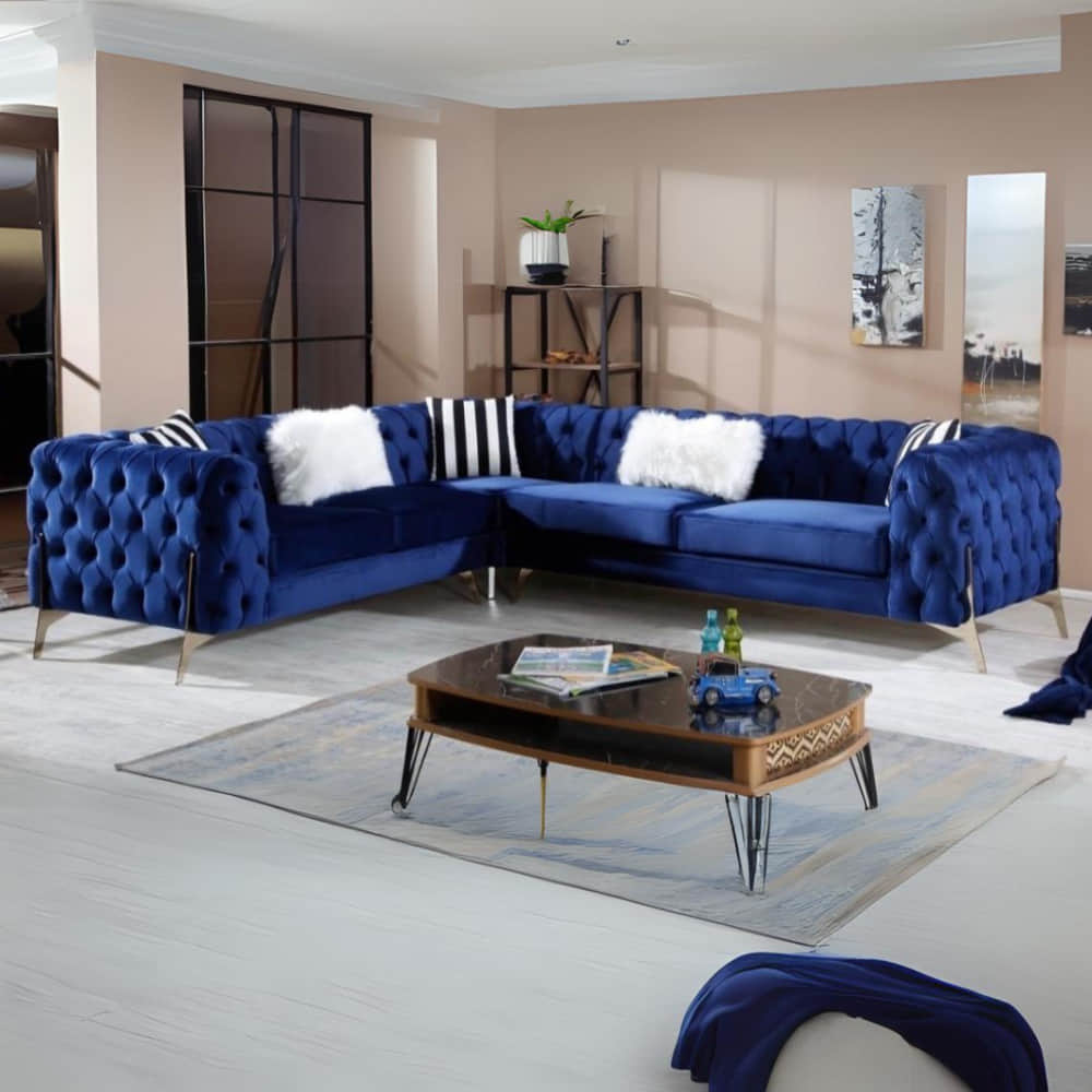L shape sofa corner(Blue Color) - photo
