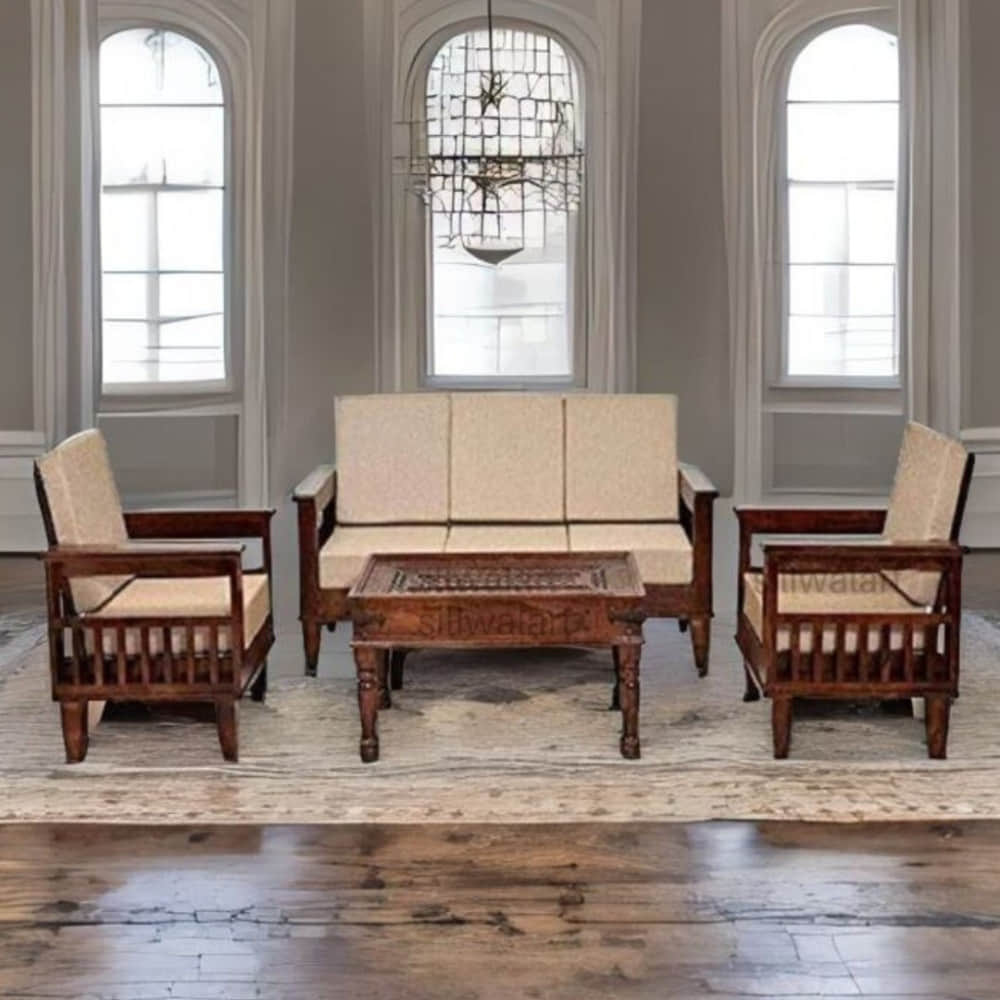 Saamenia Solid Wood 5 Seater Sofa Set - photo