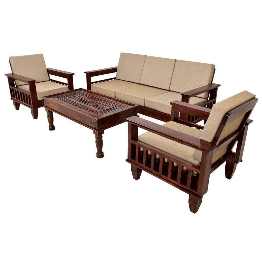 Saamenia Solid Wood 5 Seater Sofa Set - front_view