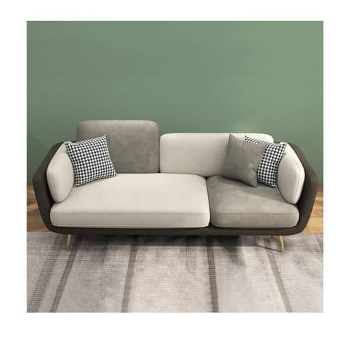 Aurora Gray 3-Seater Sofa with Gold Accents