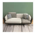 Aurora Gray 3-Seater Sofa with Gold Accents - front_view