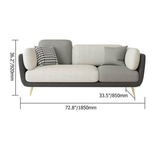 Aurora Gray 3-Seater Sofa with Gold Accents