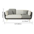 Aurora Gray 3-Seater Sofa with Gold Accents - bottom_view