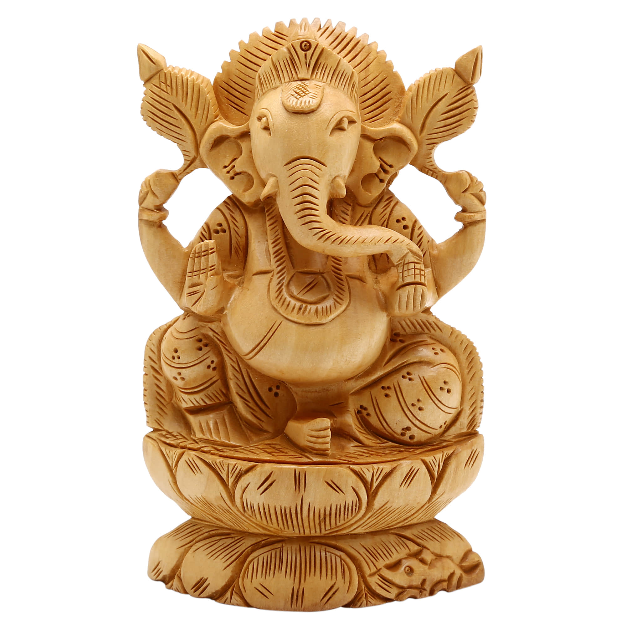 Wooden Ganesh Idol Handicraft - rear_view