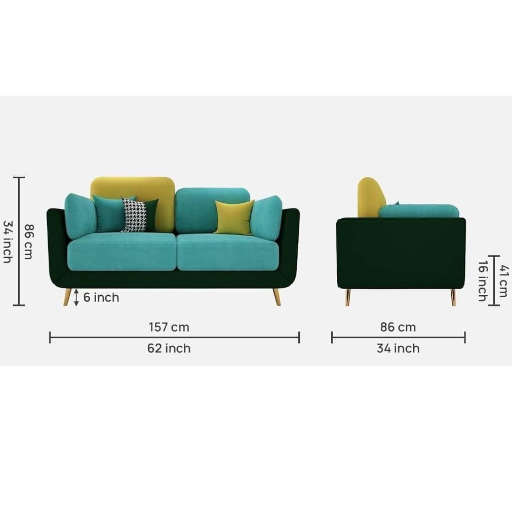 Aurora Green 3-Seater Sofa With Gold Accents