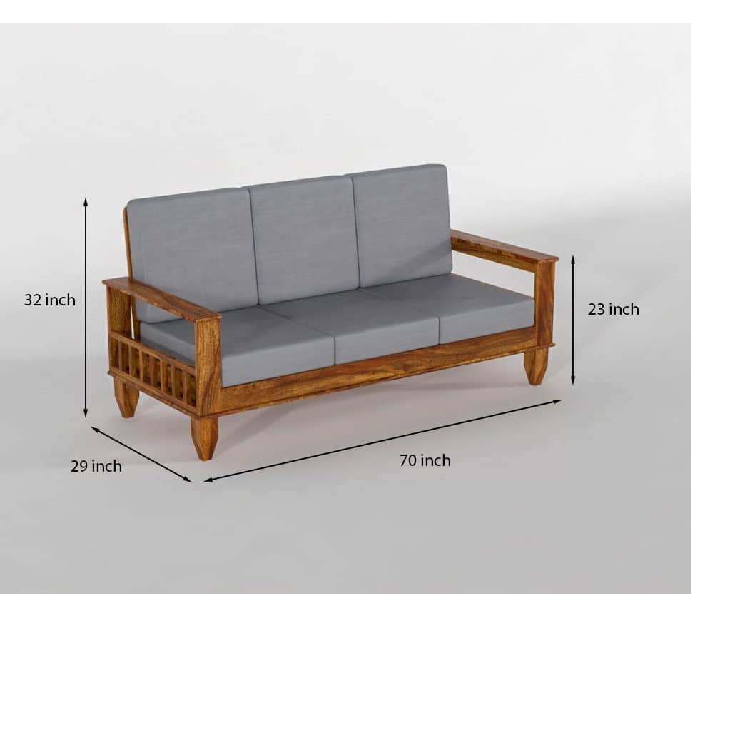 Neo Solid Sheesham Wood 5 Seater Sofa Set - right_view
