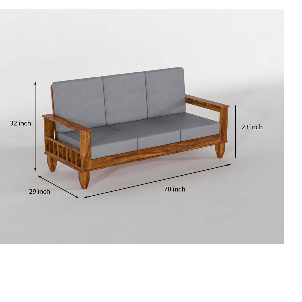 Neo Solid Sheesham Wood 5 Seater Sofa Set
