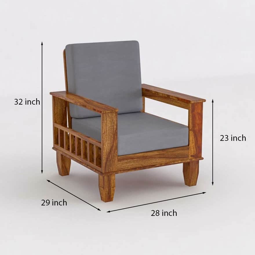 Neo Solid Sheesham Wood 5 Seater Sofa Set - bottom_view