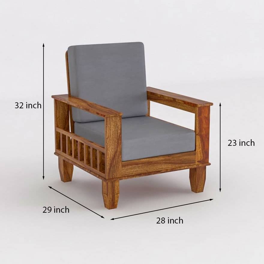 Neo Solid Sheesham Wood 5 Seater Sofa Set