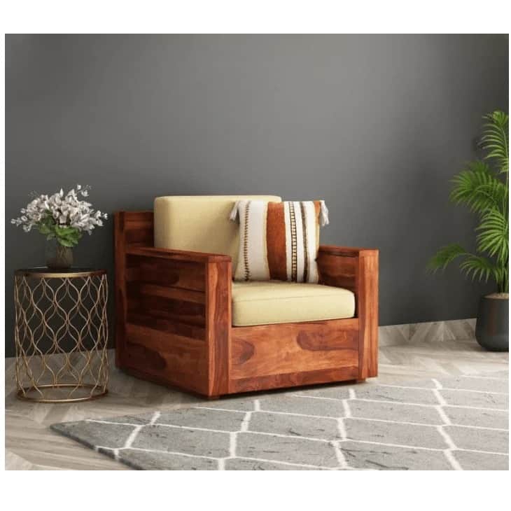 Porto Solid Sheesham Wood 5 Seater Sofa Set - rear_view