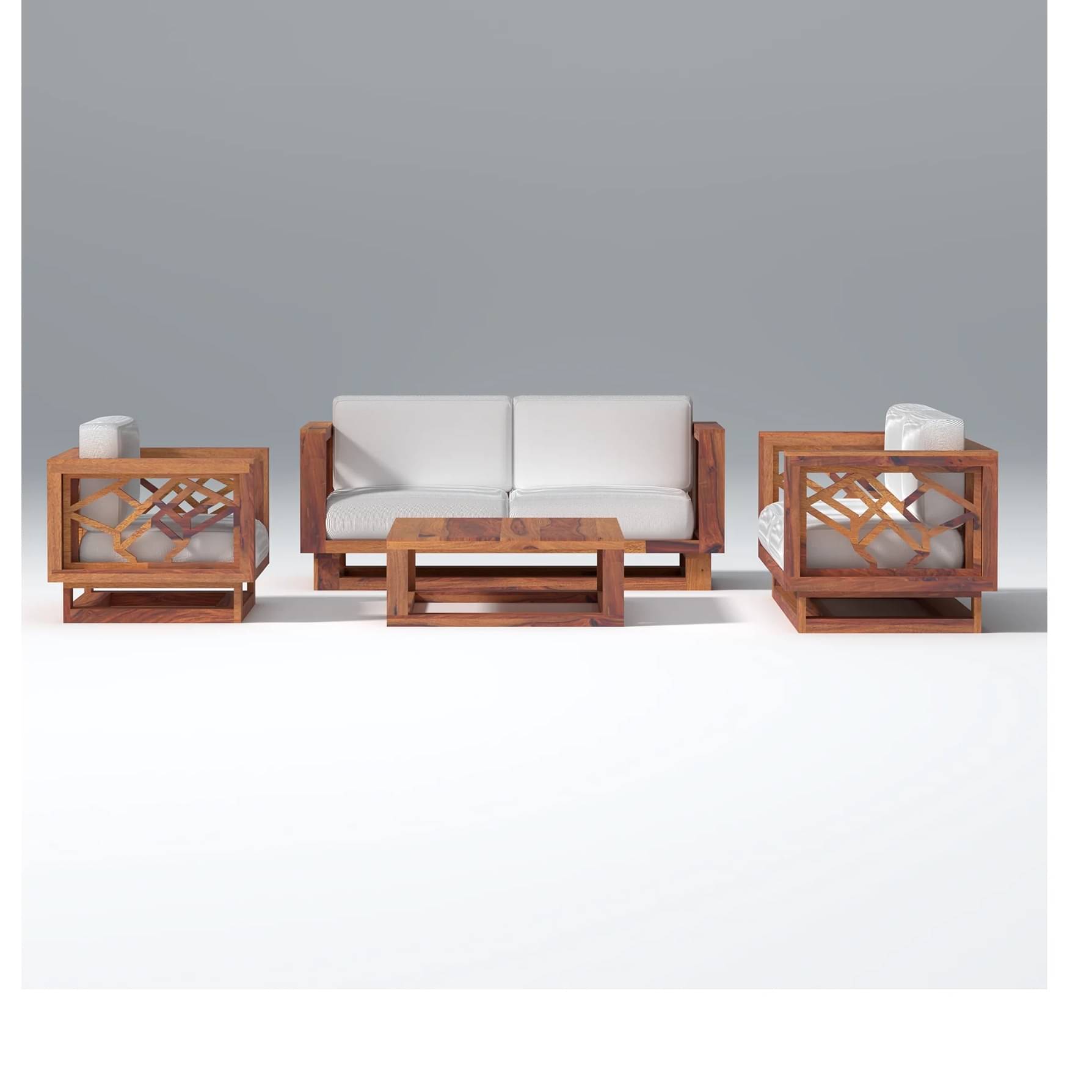 Cushy Solid Sheesham Wood 5 seater sofa Set