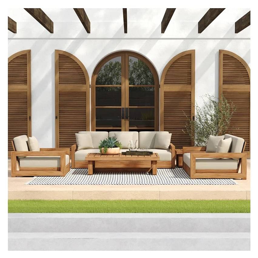 Solid Mango Wood 5 Seater Sofa Set