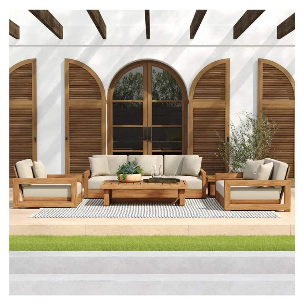 Solid Mango Wood 5 Seater Sofa Set - photo