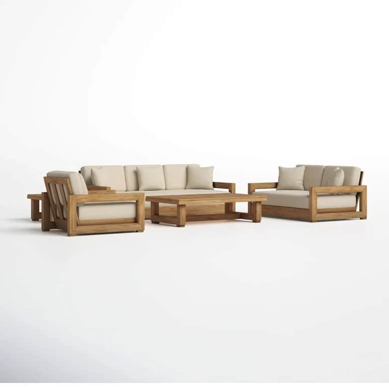 Solid Mango Wood 5 Seater Sofa Set - top_view