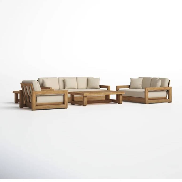 Solid Mango Wood 5 Seater Sofa Set
