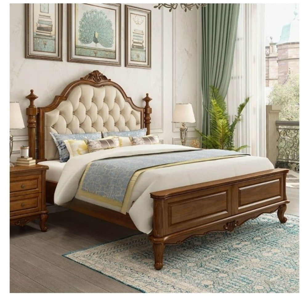 Victorian Solid Sheesham Wood King Size Bed - photo