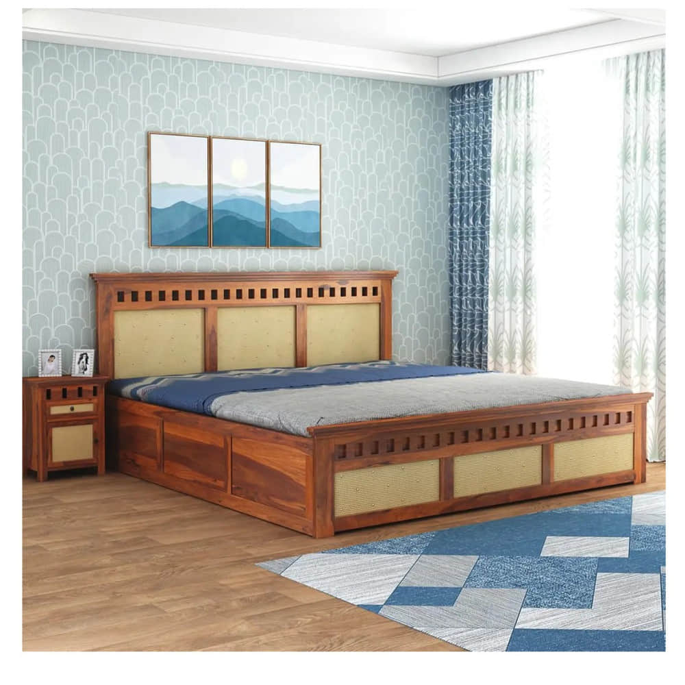 Howler Solid Sheesham Wood King Size Bed With Storage - photo