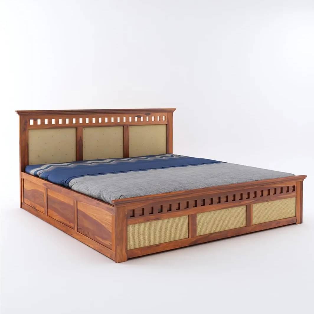 Howler Solid Sheesham Wood King Size Bed With Storage