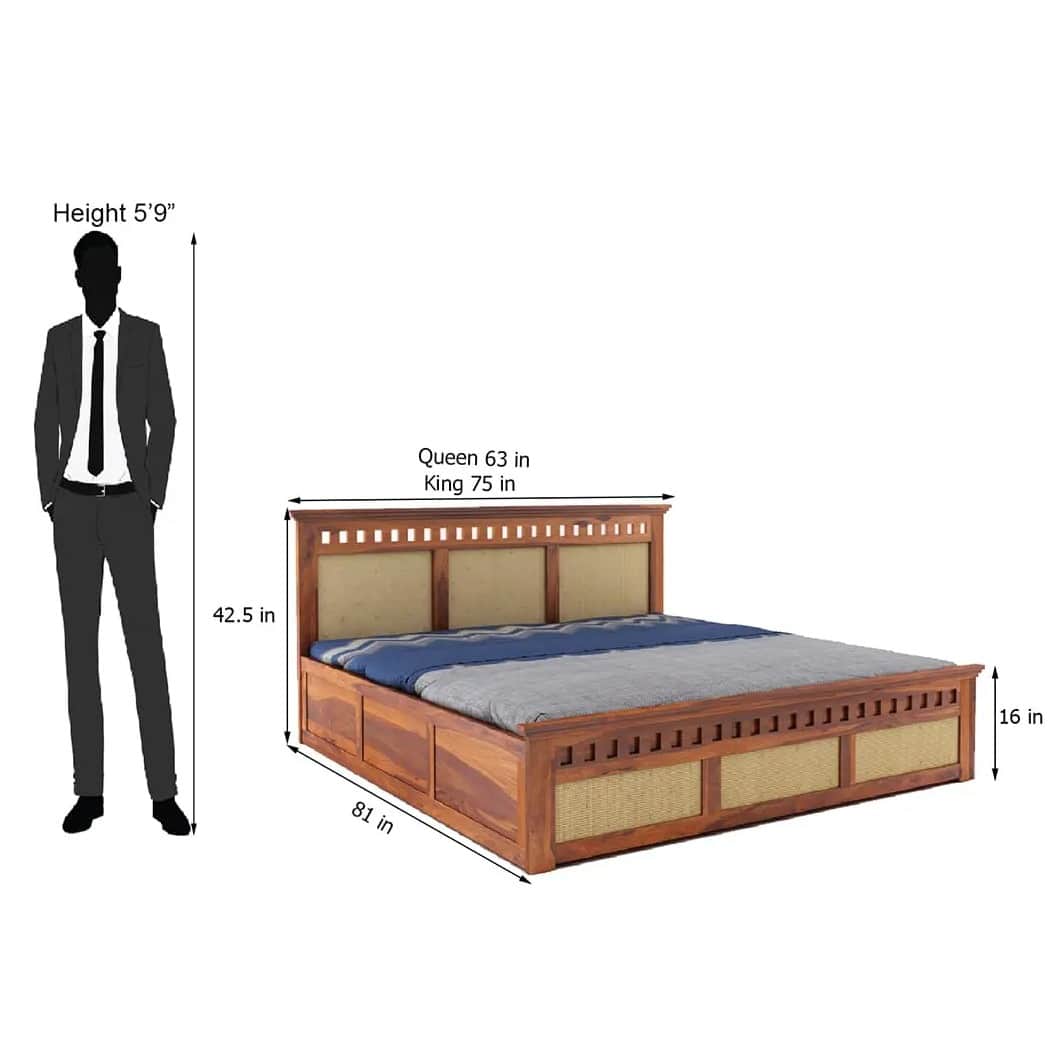 Howler Solid Sheesham Wood King Size Bed With Storage - rear_view