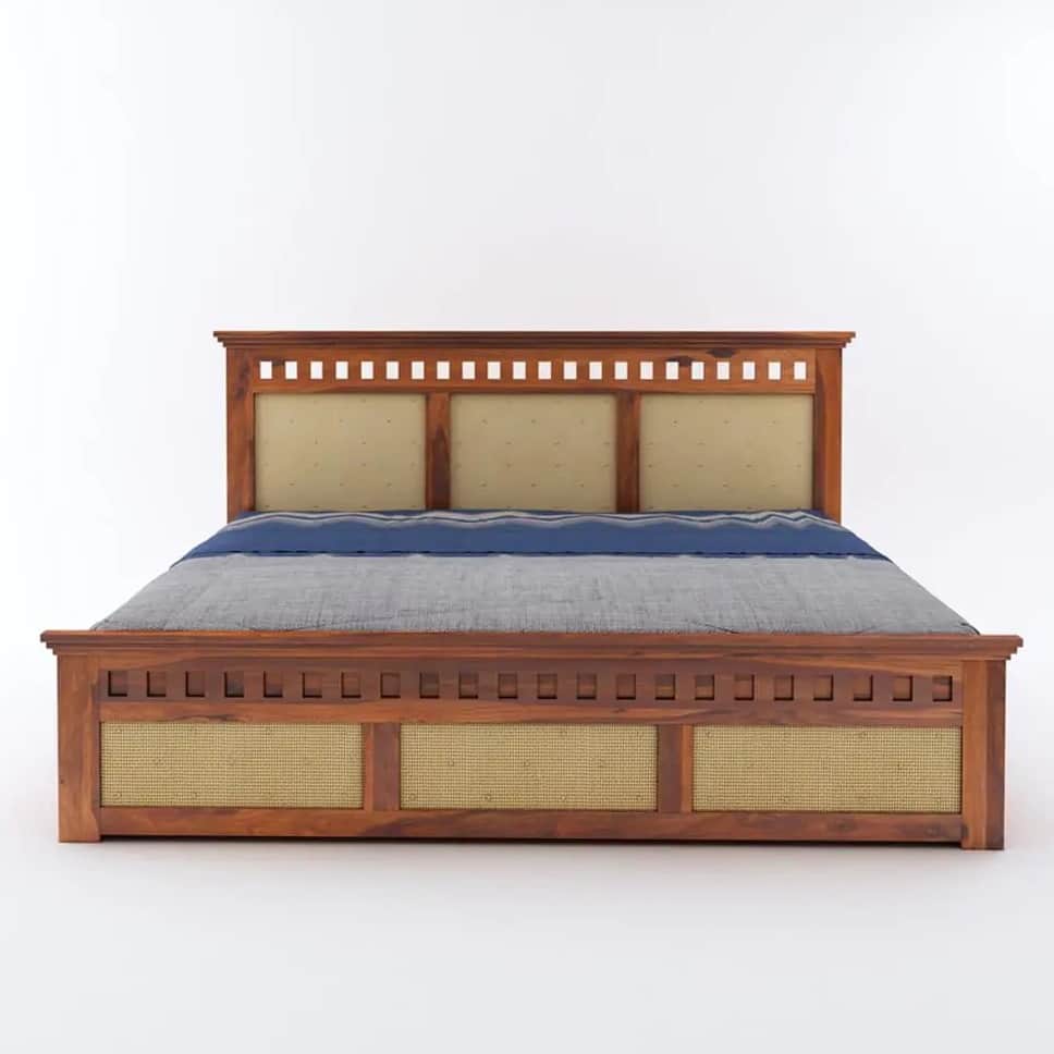 Howler Solid Sheesham Wood King Size Bed With Storage - left_view