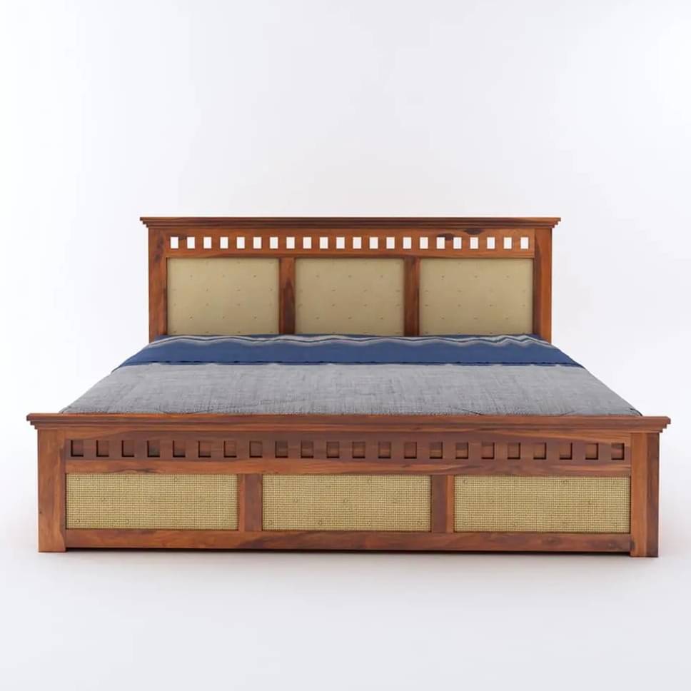 Howler Solid Sheesham Wood King Size Bed With Storage