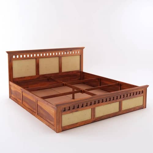 Howler Solid Sheesham Wood King Size Bed With Storage