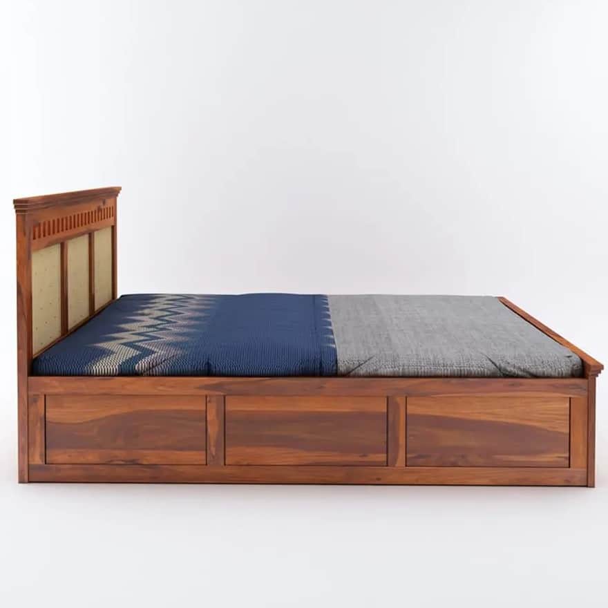 Howler Solid Sheesham Wood King Size Bed With Storage - bottom_view