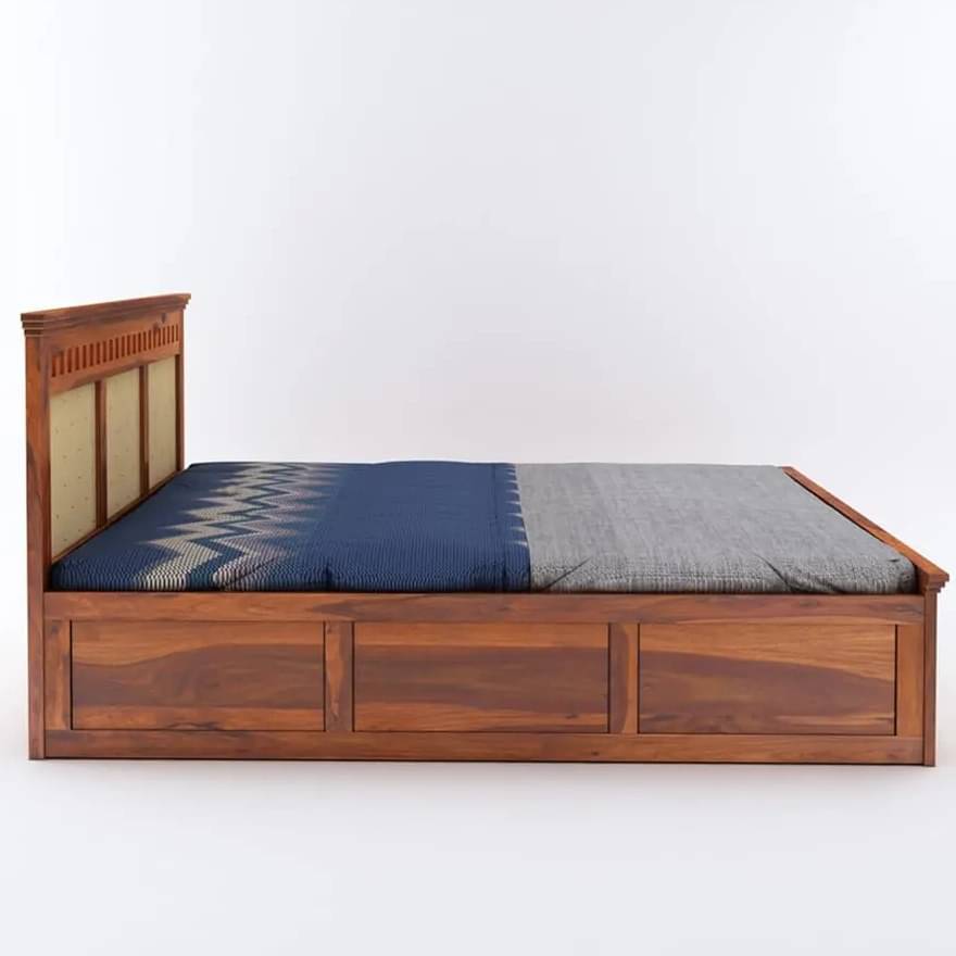 Howler Solid Sheesham Wood King Size Bed With Storage