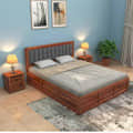 Morzo Solid Sheesham Wood King Size Bed With Storage - front_view