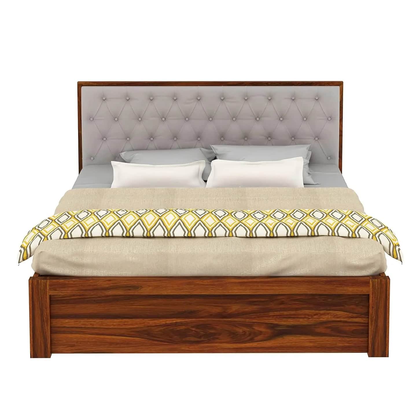 Decan Solid Sheesham Wood King Size Bed With Storage - top_view