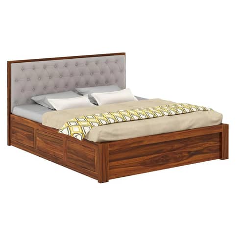 Decan Solid Sheesham Wood King Size Bed With Storage