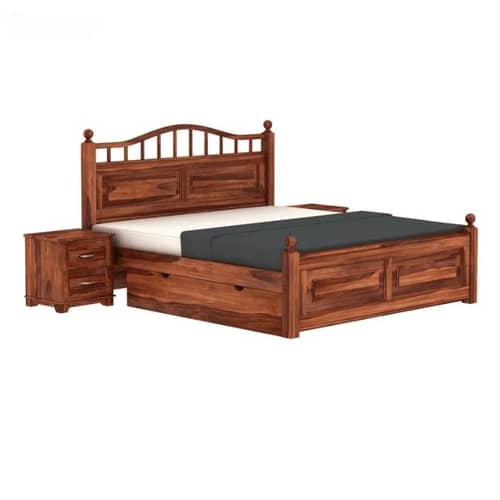 Adour Solid Sheesham Wood King Size Bed With Storage