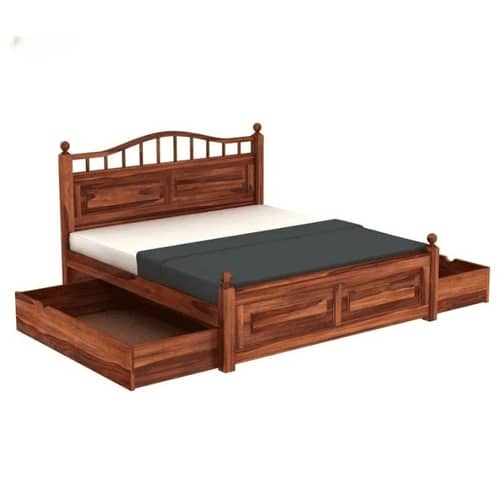 Adour Solid Sheesham Wood King Size Bed With Storage