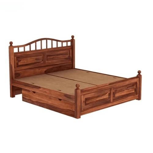 Adour Solid Sheesham Wood King Size Bed With Storage