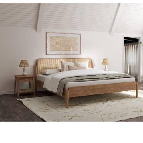 Cane King Size Bed Without Storage