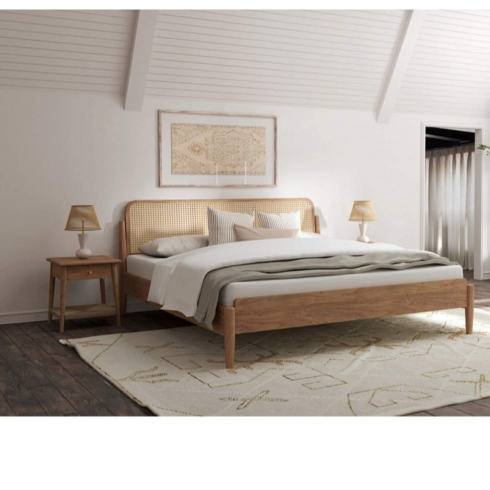 Cane King Size Bed Without Storage - photo