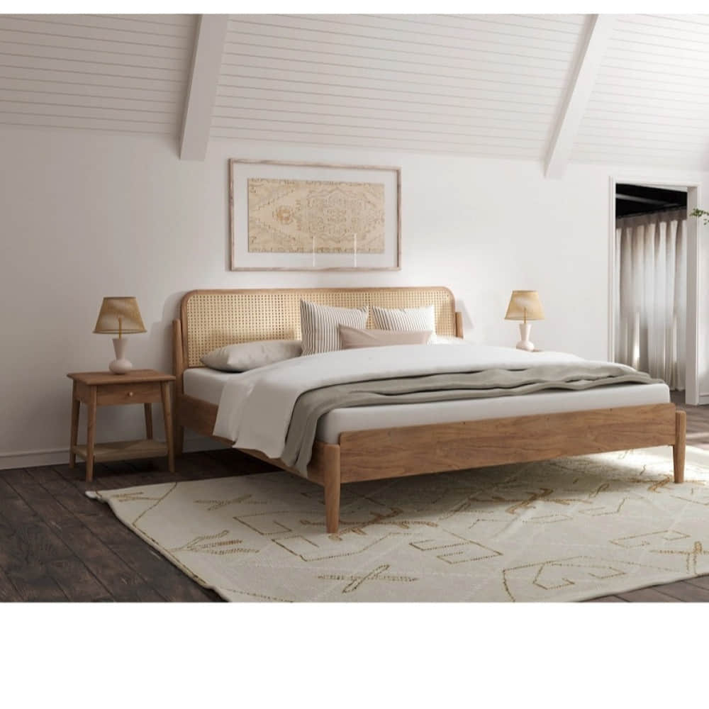 Cane King Size Bed Without Storage - photo